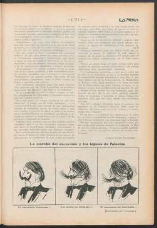 La marcha del escrutinio y los bigotes de Palacios : (Caricaturas de Columba)