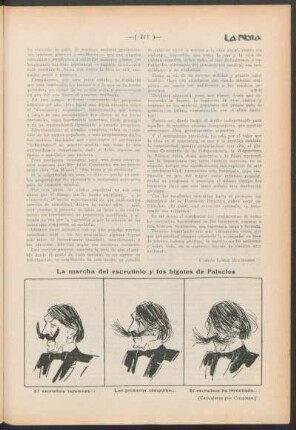 La marcha del escrutinio y los bigotes de Palacios : (Caricaturas de Columba)