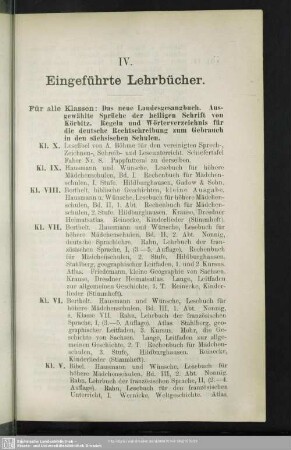 IV. Eingeführte Lehrbücher