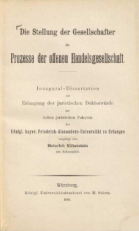 Die Stellung der Gesellschafter im Prozesse der offenen Handelsgesellschaft