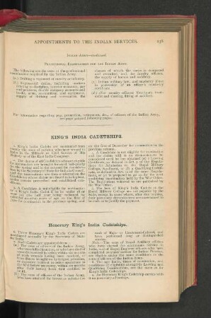 Honorary King's India Cadeship.
