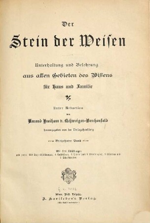 Der Stein der Weisen : illustrierte Zeitschrift zur Verbreitung volkstümlichen Wissens. 13. 1895