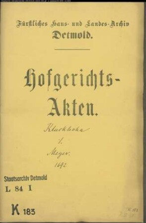 Kluckhohn, Hermann zu Lemgo gegen Joh. Meiers Erben zu Donop - Beleidigung