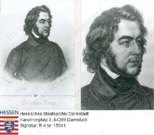Ronge, Johannes (1813-1887) / Porträt im Halbprofil, Brustbild und Kopfbild (Ausschnitt), mit Bildlegende