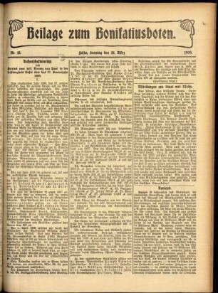Zweite Ausgabe vom Sonntag, den 28. März 1909.