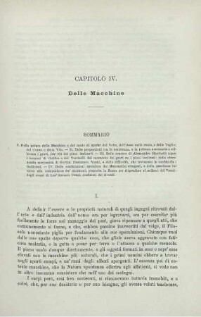Capitolo IV - VI. Delle Macchine. Delle libere cadute dei gravi. Delle scese dei gravi Lungo i piani inclinati.