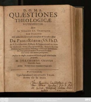 Quaestiones Theologicae Novendecim