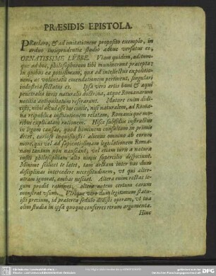 Praesidis Epistola
