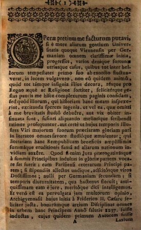 Conspectus Historiae Universitatis Viennensis : Ex Actis, veteribúsque Documentis erutae ..., [1]. A primis illius initiis ad Annum usque MCCCCLXV deductae
