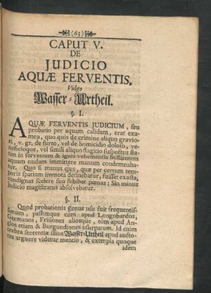 Caput V. De Iudicio Aquae Ferventis, Vulgo Wasser-Urtheil.