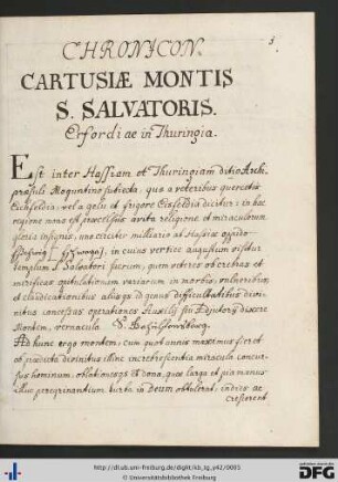 [1 – 28] Chronicon Cartusiæ Montis Sancti Salvatoris