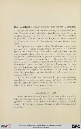Die stilistische Entwicklung der Kunst Cranachs
