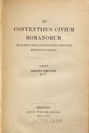 De conventibus civium Romanorum sive de rebus publicis civium Romanorum mediis inter municipium et collegium