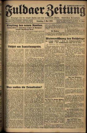Erste Ausgabe vom Samstag, den 03. Mai 1930.
