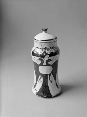 Apothekentopf mit Deckel und Doppeladlerdekor