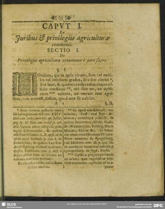 Caput I. De Juribus & privilegiis agriculturae communis