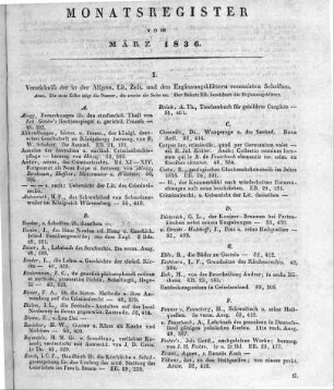 Monatsregister März 1836