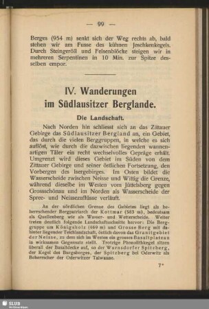 IV. Wanderungen im Südlausitzer Berglande