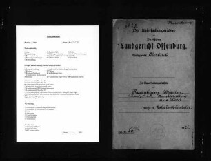 Untersuchungsakte gegen Wilhelm Rosenkranz wegen Geheimbündelei