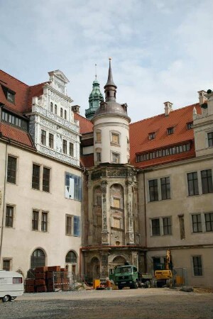 Dresden-Altstadt. Residenzschloß. Großer Schloßhof. Wendelstein