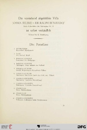 Div. Porzellane (Nr. 1-69)