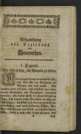 I. Capitel. Wie edel es seye, die Blumen zu lieben.