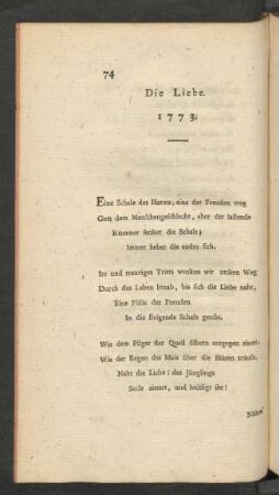 Die Liebe. 1773.