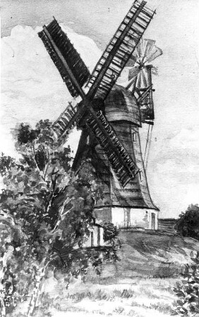 Jerichow. Mühle Wiere, Holländermühle, Bild, Repro