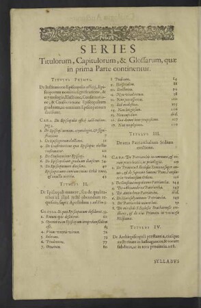 Series titulorum, capitulorum, & glossarum