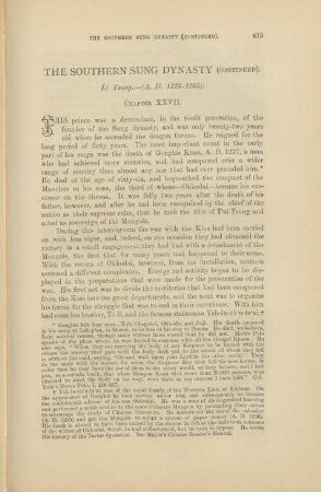 The Southern Sung Dynasty (continued) ... - Chapter XXVII