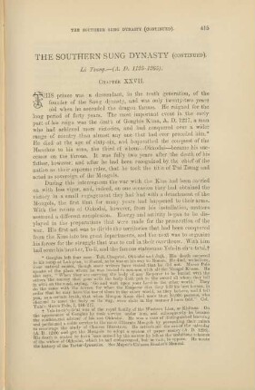 The Southern Sung Dynasty (continued) ... - Chapter XXVII