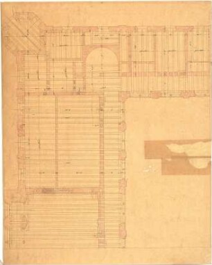 Gärtner, Friedrich von; München; Wittelsbacherpalast - Balkenlage (Grundriss)