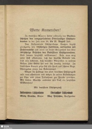 Werte Kameraden!