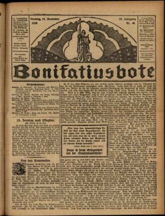 Erste Ausgabe vom Sonntag, den 14. November 1926.