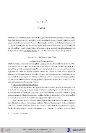 I. Grundriss der Auffassungen der Natur