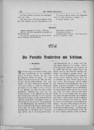 Die Parochie Neukirchen mit Schönau