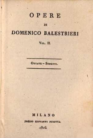 Opere di Domenico Balestrieri. 2, Ottave - Sonetti