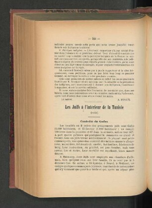 Les Juifs à l'intérieur de la Tunisie. (Suite).