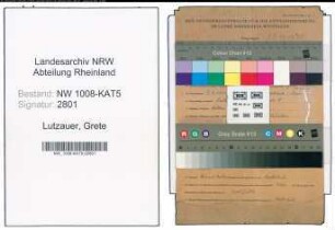Entnazifizierung Grete Lutzauer , geb. 09.03.1909 ()