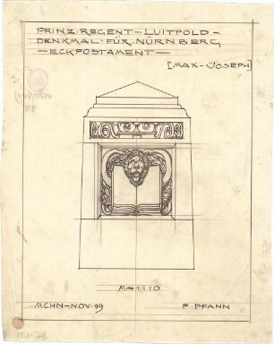 Pfann, Paul; Nürnberg; Prinzregent-Luitpold-Denkmal - Eckpostament - Löwenkopf (Ansicht)