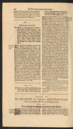 Sectio VI. De Divortio In Causa Impotentiae, Et Negationis Debiti Conjugalis.