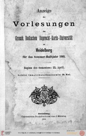 Sommersemester 1911