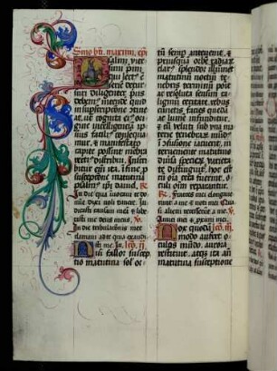Historisierte Initiale (Lesung, Sermo beati Maximi episcopi): P(salmi vicesimi primi), Christus auf Palmesel reitend