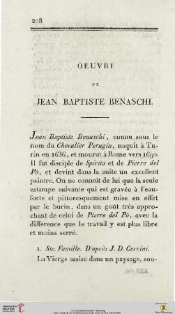 Oeuvre de Jean Baptiste Benaschi