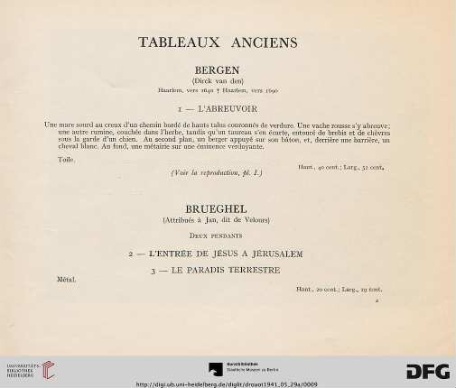 Tableaux anciens (Nr. 1-11)