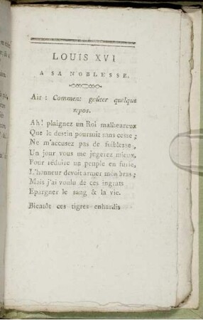 Louis XVI A Sa Noblesse.