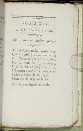 Louis XVI A Sa Noblesse.