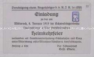 Einladungskarte zu einem Treffen eines militärischen Traditionsvereins