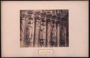 Freiberg, Dom. Goldene Pforte (1225/1230), rechtes Gewände mit Johannes (Lieblingsjünger), König David, Bathseba und Aaron