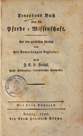 Xenophons Buch über die Pferde-Wissenschaft